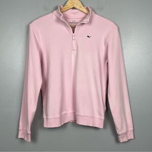 Vineyard Vines girls pink 100% cotton 1/4 zip pullover top, large.